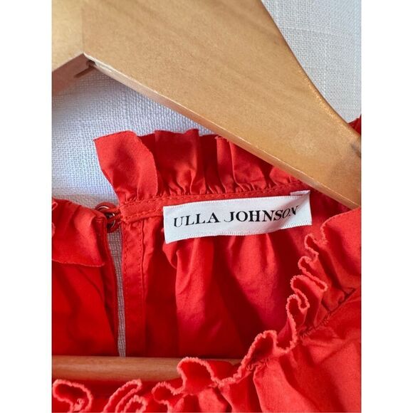 ULLA JOHNSON Joan Ruffled A-line Dress In Orange Size 2 - Picture 4 of 10